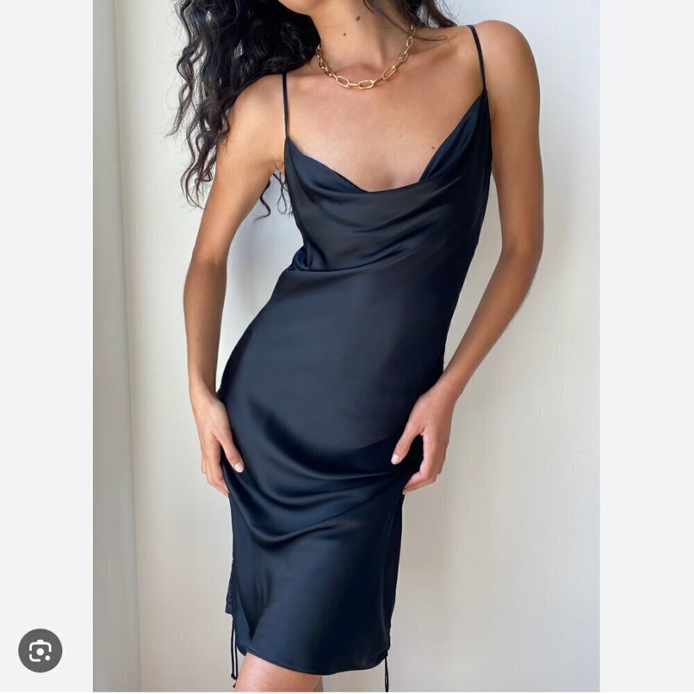 Aritzia Wilfred Only Ruched Slip Dress Black Size Large